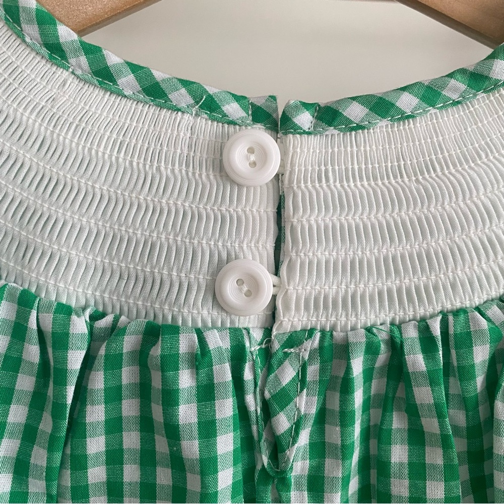 St. Patrick’s Day Shamrock Smocked Gingham Plaid Bishop Dress 4t 5t - Picture 10 of 14